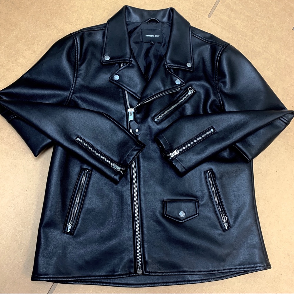 Members only black Biker Jacket *Not Leather*